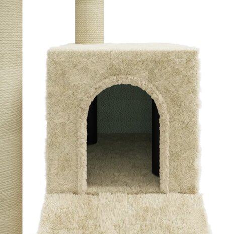 Kattenmeubel met sisal krabpalen 92 cm crèmekleurig 7