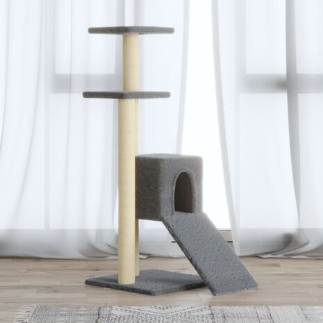Kattenmeubel met sisal krabpalen 92 cm lichtgrijs 1