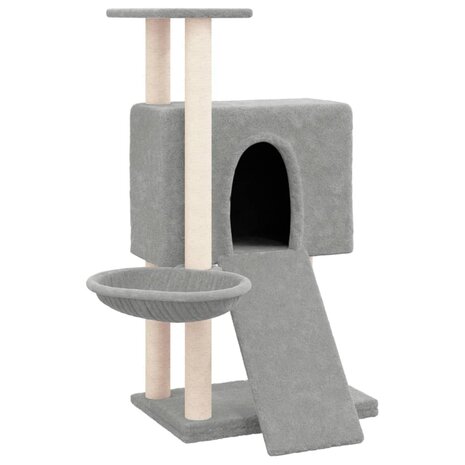 Kattenmeubel met sisal krabpalen 96 cm lichtgrijs 2