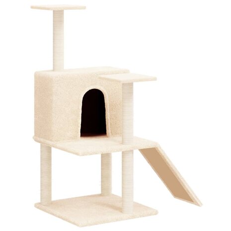 Kattenmeubel met sisal krabpalen 109 cm crèmekleurig 2