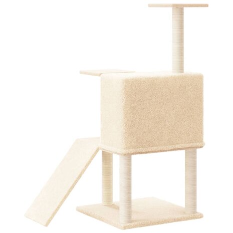 Kattenmeubel met sisal krabpalen 109 cm crèmekleurig 5