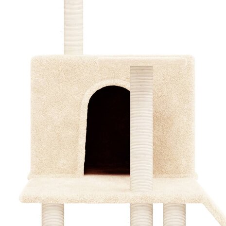 Kattenmeubel met sisal krabpalen 109 cm crèmekleurig 6