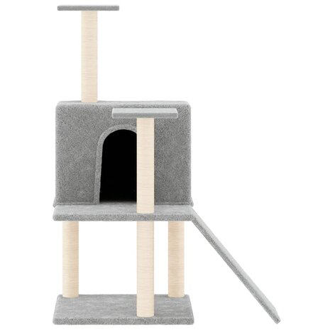 Kattenmeubel met sisal krabpalen 109 cm lichtgrijs 3