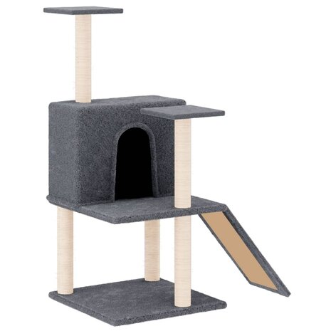 Kattenmeubel met sisal krabpalen 109 cm donkergrijs 2