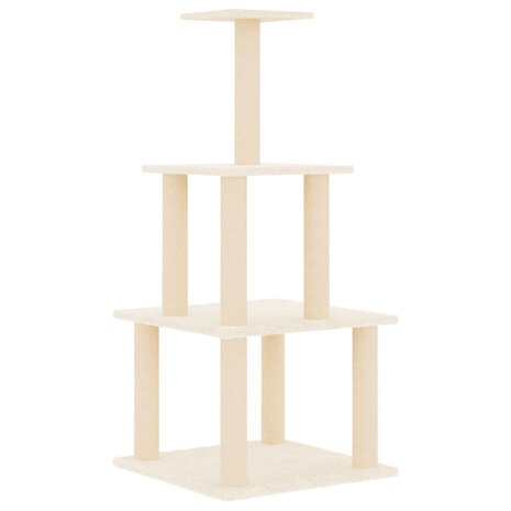 Kattenmeubel met sisal krabpalen 111 cm crèmekleurig 2