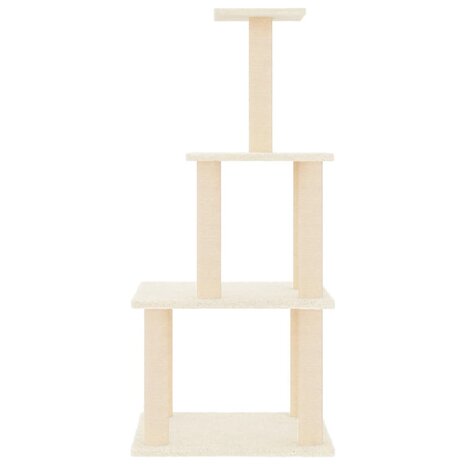 Kattenmeubel met sisal krabpalen 111 cm crèmekleurig 3