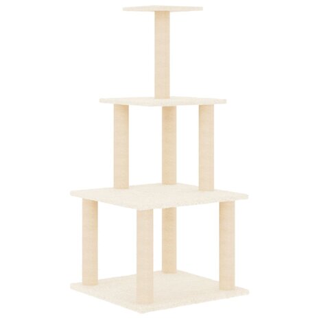 Kattenmeubel met sisal krabpalen 111 cm crèmekleurig 4