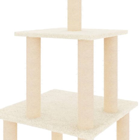 Kattenmeubel met sisal krabpalen 111 cm crèmekleurig 5