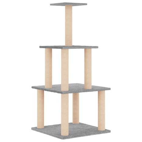 Kattenmeubel met sisal krabpalen 111 cm lichtgrijs 2