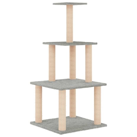 Kattenmeubel met sisal krabpalen 111 cm lichtgrijs 4