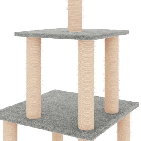 Kattenmeubel met sisal krabpalen 111 cm lichtgrijs 5