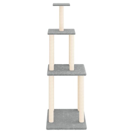 Kattenmeubel met sisal krabpalen 149 cm lichtgrijs 3