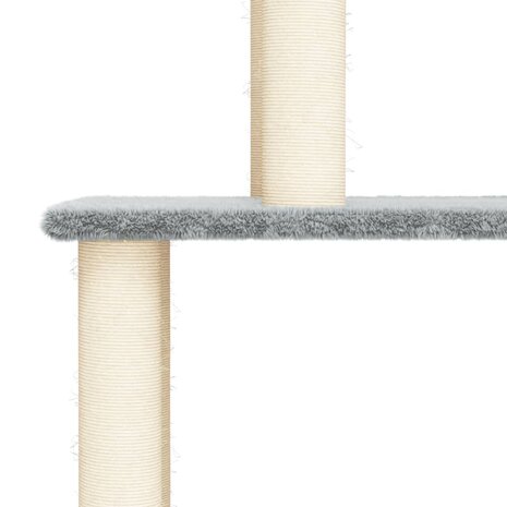 Kattenmeubel met sisal krabpalen 149 cm lichtgrijs 5