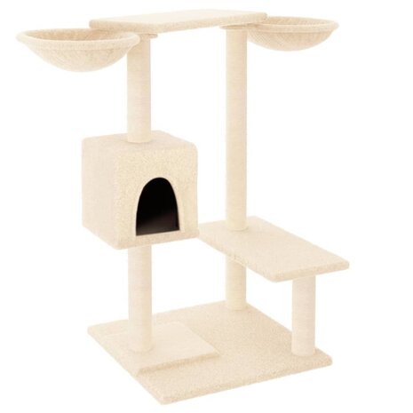 Kattenmeubel met krabpalen 82 cm crèmekleurig 2