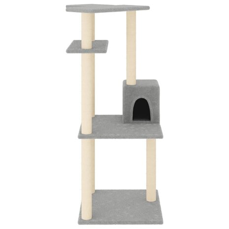 Kattenmeubel met sisal krabpalen 123 cm lichtgrijs 3