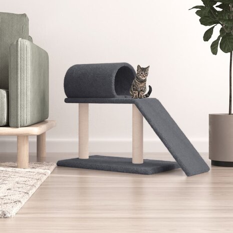 Kattenmeubel met tunnel en ladder 55,5 cm donkergrijs 1