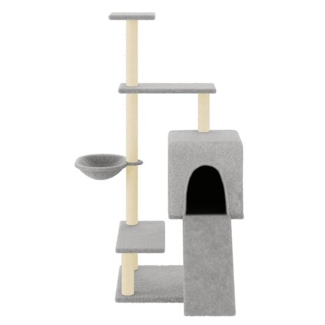 Kattenmeubel met sisal krabpalen 130,5 cm lichtgrijs 3