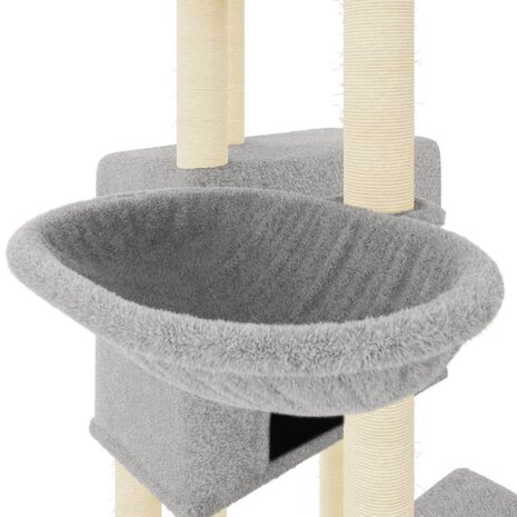Kattenmeubel met sisal krabpalen 122 cm lichtgrijs 7