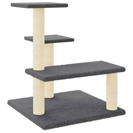 Kattenmeubel met sisal krabpalen 61 cm donkergrijs 2