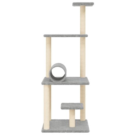 Kattenmeubel met sisal krabpalen 136 cm lichtgrijs 4