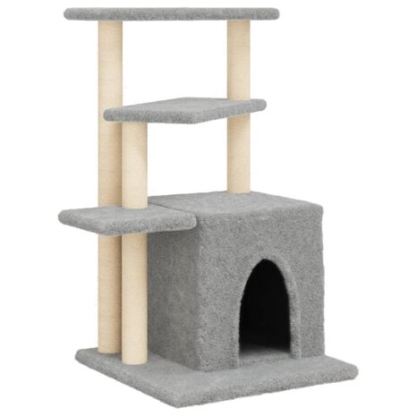 Kattenmeubel met sisal krabpalen 83,5 cm lichtgrijs 2