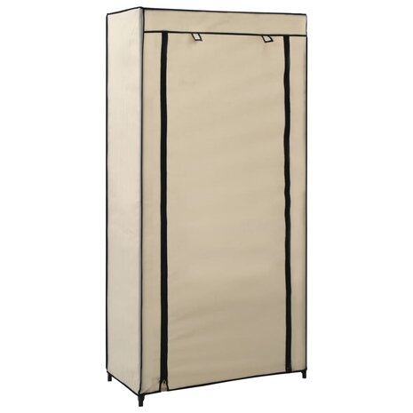 Schoenenkast met hoes 58x28x106 cm stof crème 1