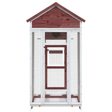 Volière 91,5x53x170 cm massief grenenhout mokkakleurig 3
