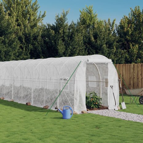 Tuinkas met stalen frame 12 m² 6x2x2 m wit 1