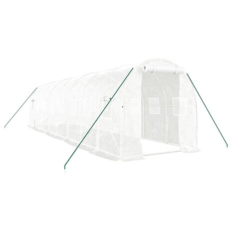 Tuinkas met stalen frame 16 m² 8x2x2 m wit 2