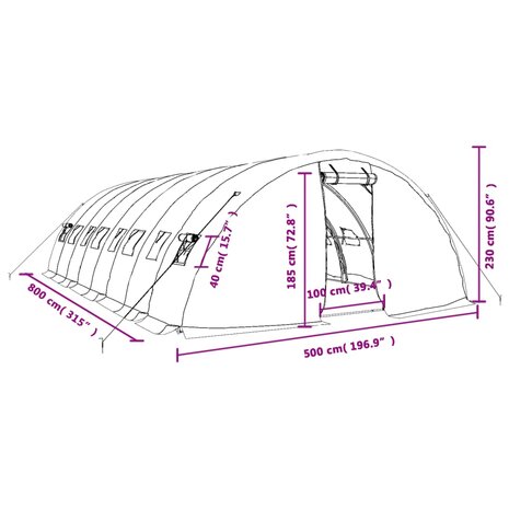 Tuinkas met stalen frame 40 m² 8x5x2,3 m groen 12