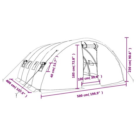 Tuinkas met stalen frame 20 m² 5x4x2,3 m wit 12