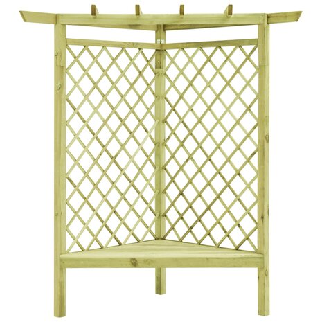 Hoekpergola met zitting 130x130x197 cm geïmpregneerd grenenhout 2