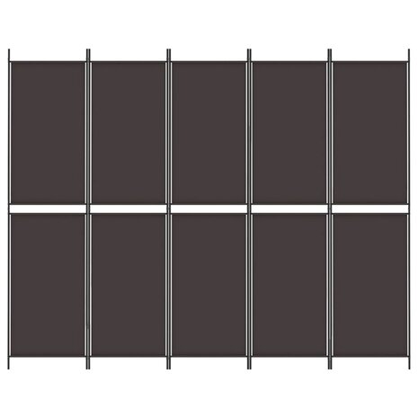 Kamerscherm met 5 panelen 250x200 cm stof bruin 3