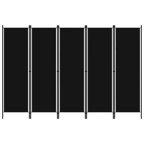 Kamerscherm met 5 panelen 250x180 cm zwart 1