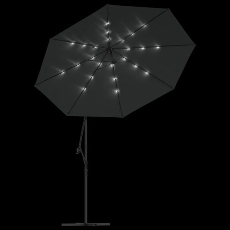 Zweefparasol met LED-verlichting stalen paal 300 cm antraciet 6