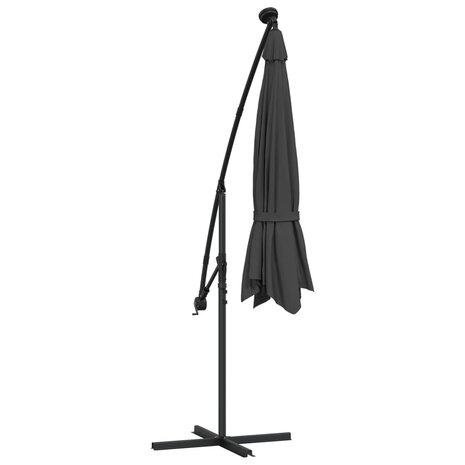 Zweefparasol met LED-verlichting stalen paal 300 cm antraciet 8
