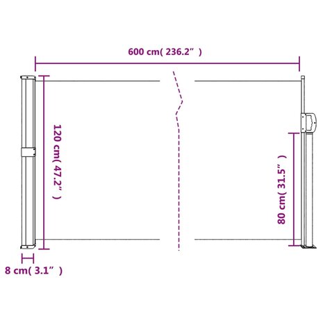 Windscherm uittrekbaar 120x600 cm bruin 10