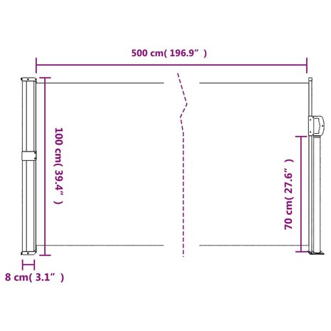 Windscherm uittrekbaar 100x500 cm bruin 10