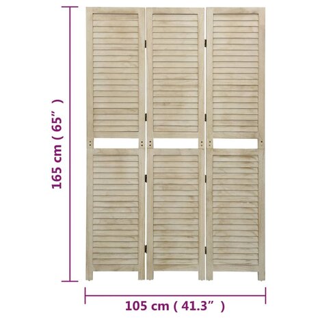 Kamerscherm met 3 panelen 105x165 cm massief paulowniahout 7