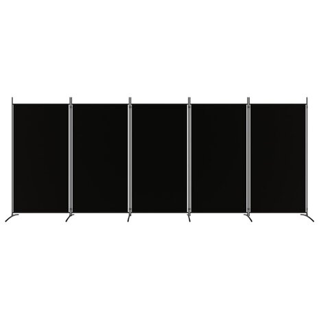 Kamerscherm met 5 panelen 433x180 cm stof zwart 3