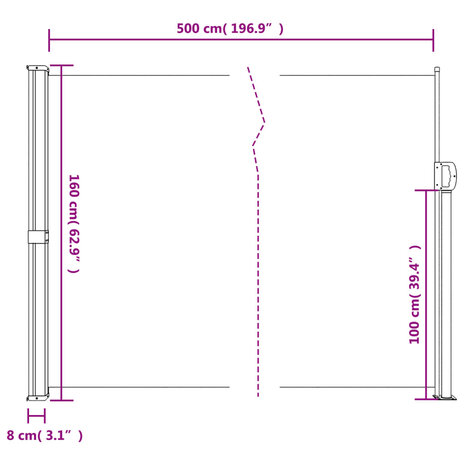 Windscherm uittrekbaar 160x500 cm bruin 10