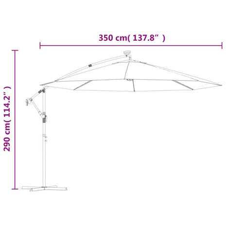 Zweefparasol met LED-verlichting 350 cm terracottakleurig 12