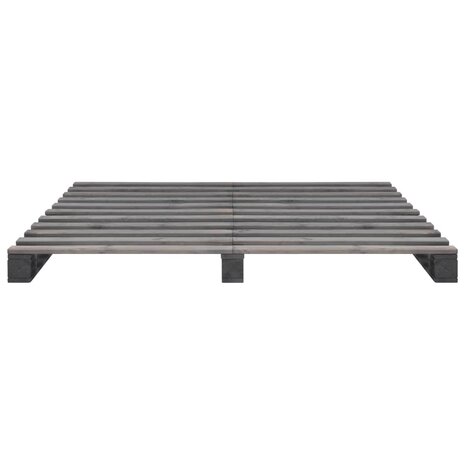 Bedframe pallet massief grenenhout grijs 160x200 cm 3