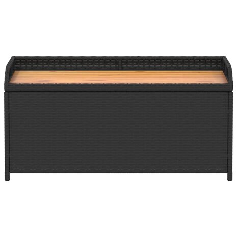 Opbergbankje 100x50x52 cm poly rattan en acaciahout zwart 4