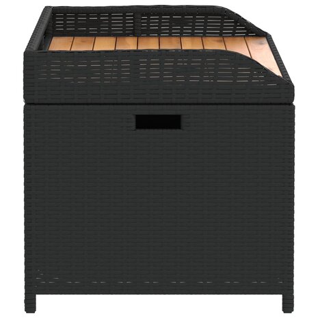 Opbergbankje 100x50x52 cm poly rattan en acaciahout zwart 5