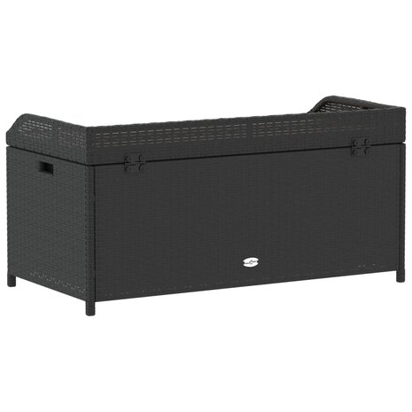 Opbergbankje 100x50x52 cm poly rattan en acaciahout zwart 6