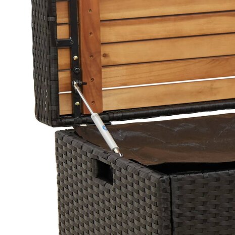 Opbergbankje 100x50x52 cm poly rattan en acaciahout zwart 8