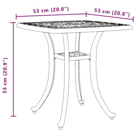 Tuintafel 53x53x53 cm gietaluminium bronskleurig 11