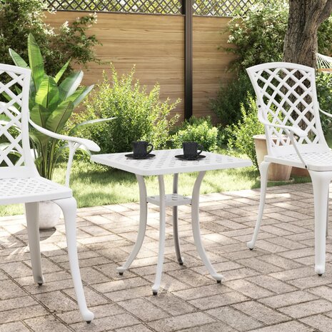 Tuintafel 53x53x53 cm gietaluminium wit 3