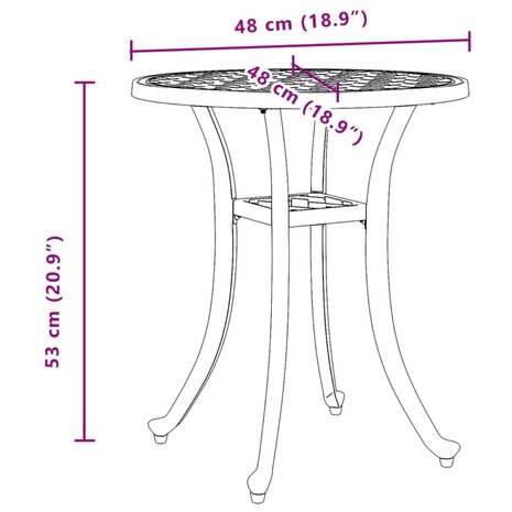 Tuintafel Ø 48x53 cm gietaluminium bronskleurig 11